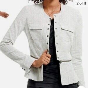CAROL ANDERSON BY INVITACION WOMENS JACKET SIZE 8 PEPLUM BLAZER ZIP LINE,